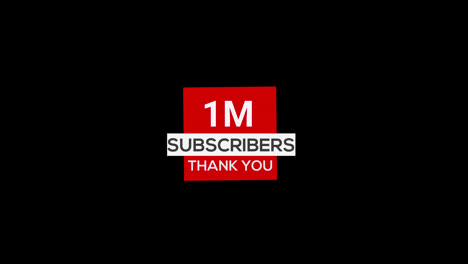 1-Million-Abonnenten-Danken-Ihnen,-Banner-Abonnement,-Transparenter-Animationshintergrund-Mit-Alphakanal